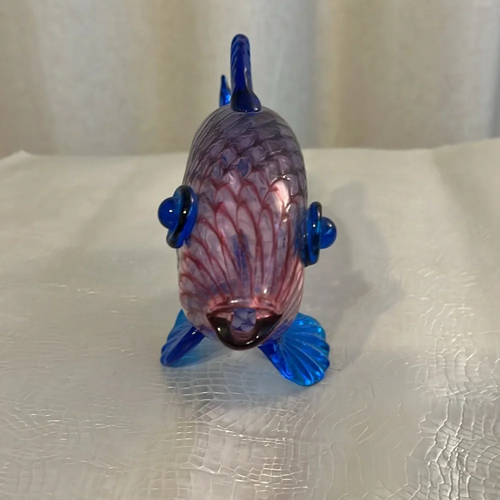 Belleau Blue and Purple Glass Fish Figurine